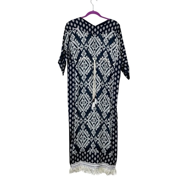NEW Tory Burch Beatrice Dress Tapestry Geo  Cover Up Caftan Dress Fringe Size 4 - Picture 6 of 16